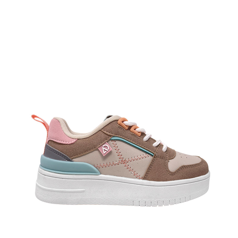 Sneakers Gali para niña color café y rosado