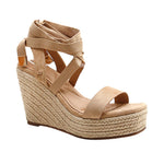 Sandalias de cuña Emilia para mujer color arena