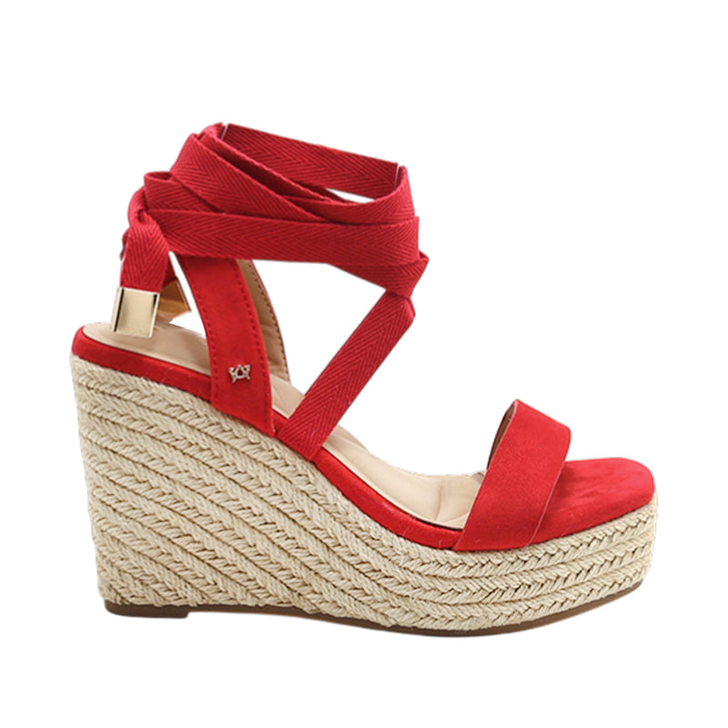 Sandalias de cuña Emilia para mujer color rojo - Tiendas ADOC Honduras