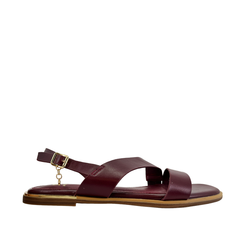 Sandalias flats Galatea para mujer color vino