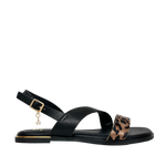 Sandalias flats Galatea para mujer color leopardo